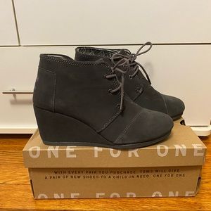 TOMS Gray Wedge Booties
